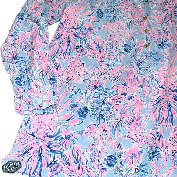 Lilly Pulitzer Elsa Top Cabana Cocktail Size L 100% Silk Blouse/Top | RARE! - Picture 8 of 9
